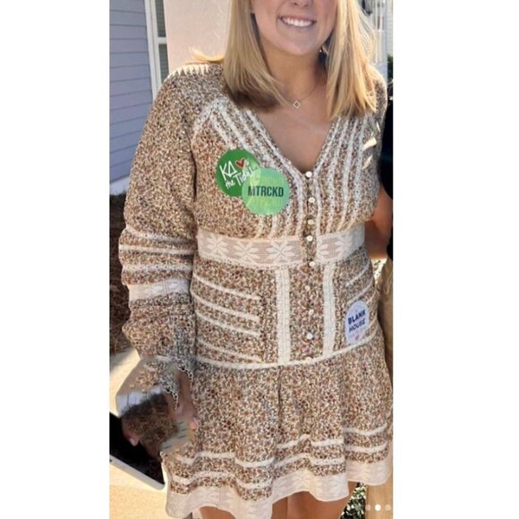 VERONICA BEARD Addilyn Floral Dress in Stone Multi Size 4 - Picture 5 of 16